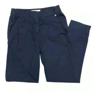 Trina Turk Straight Leg Cotton Navy Trousers